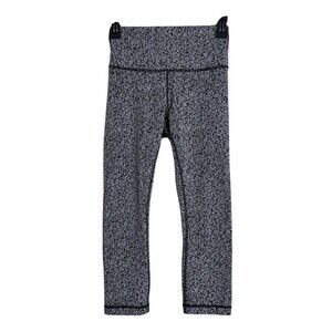 Lululemon Wunder Under Crop Leggings Womens Size 6 Black/White Herringbone
